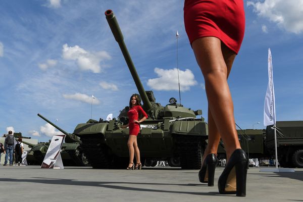 Танк Т-55А в статичной экспозиции выставки на Международном военно-техническом форуме (МВТФ) Армия-2020 - Sputnik Азербайджан