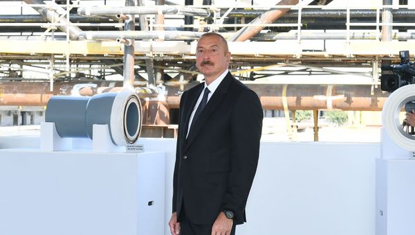 İlham Əliyev “Abşeron” yatağının təməlqoyma mərasimində iştirak edib - Sputnik Азербайджан