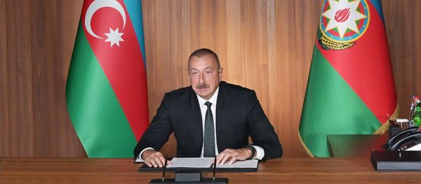 İlham Əliyev BMT Baş Assambleyasının 75-ci Sessiyasında çıxışı zamanı - Sputnik Азербайджан