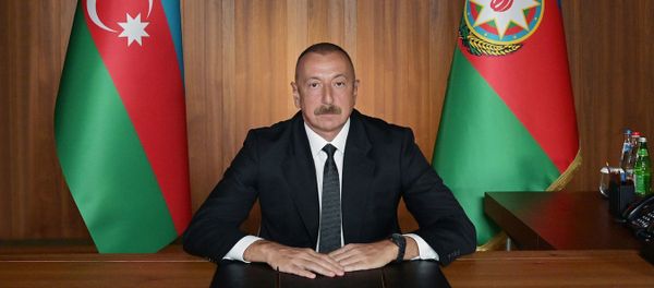 İlham Əliyev BMT Baş Assambleyasının 75-ci Sessiyasında çıxışı zamanı - Sputnik Азербайджан