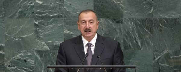 Azərbaycan prezidenti İlham Əliyevin BMT Baş Assambleyasının 72-ci sessiyasında çıxışı zamanı, arxiv şəkli - Sputnik Азербайджан