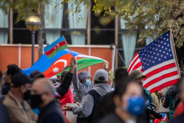Акция в поддержку Азербайджана в Нью Йорке - Sputnik Азербайджан