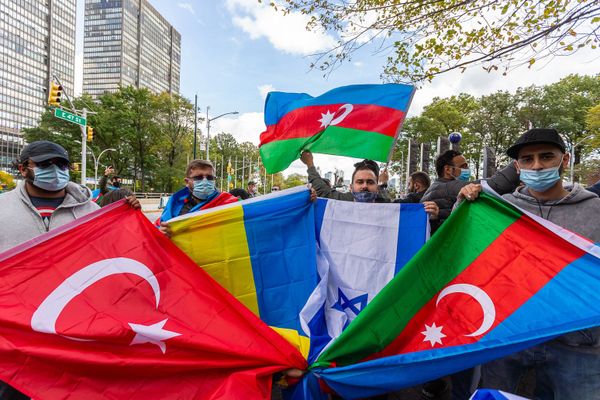 Акция в поддержку Азербайджана в Нью Йорке - Sputnik Азербайджан