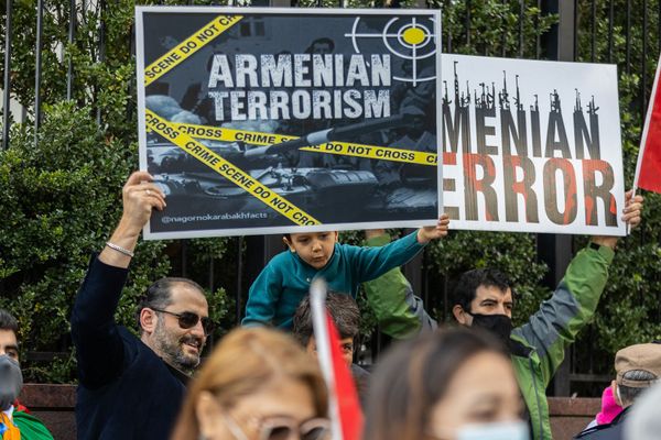 Акция в поддержку Азербайджана в Нью Йорке - Sputnik Азербайджан
