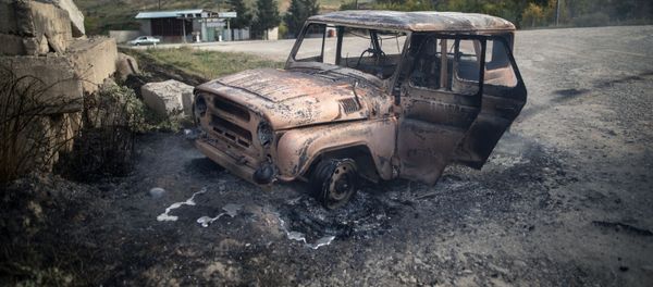 Уничтоженная техника ВС Армении, фото из архива - Sputnik Азербайджан