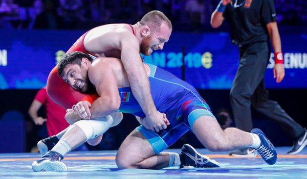 Чемпион мира и Европы Шариф Шарифов и олимпийский чемпион из США Кайл Снайдер Чемпион мира и Европы Шариф Шарифов и олимпийский чемпион из США Кайл Снайдер - Sputnik Азербайджан