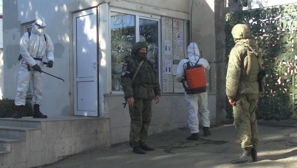 Дезинфекция объектов российского миротворческого контингента - Sputnik Азербайджан