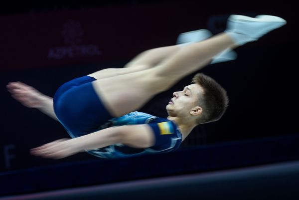 Спортсмен из Украины Станислав Халаида во время выступления на 16-м чемпионате мира по спортивной аэробике в Баку  - Sputnik Азербайджан