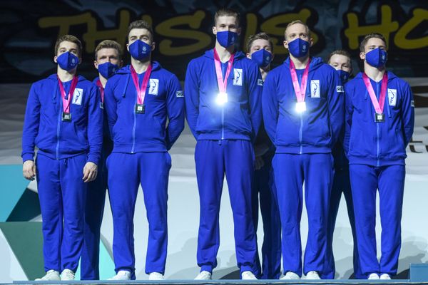 Команда России на церемонии награждения победителей ЧМ по аэробной гимнастике в Баку - Sputnik Азербайджан