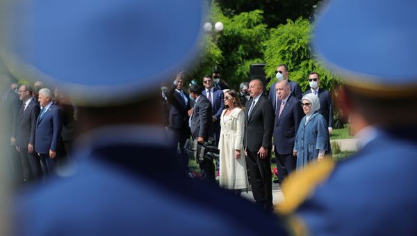 Встреча президентов Азербайджана Ильхама Алиева и Турции Реджепа Тайипа Эрдогана в Шуше, 15 июня 2021 года - Sputnik Азербайджан