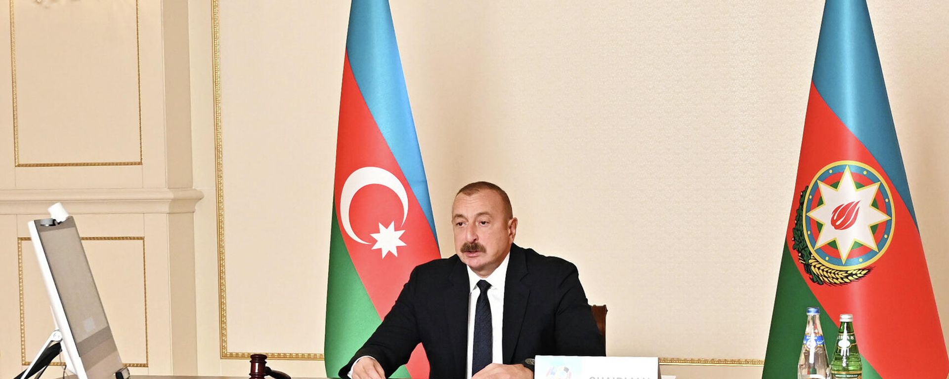  Президент Азербайджана, председатель Движения неприсоединения Ильхам Алиев в официальной части открытия мероприятия - Sputnik Азербайджан, 1920, 11.10.2021