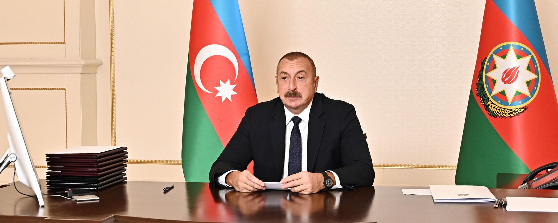 Президент Ильхам Алиев во время выступления на заседании Совета глав государств СНГ - Sputnik Азербайджан, 1920, 13.04.2022