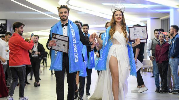 Miss Grand Azerbaijan-2021 Айдан Йешилдаг и Mister Grand Azerbaijan Хагани Гусейнов - Sputnik Азербайджан