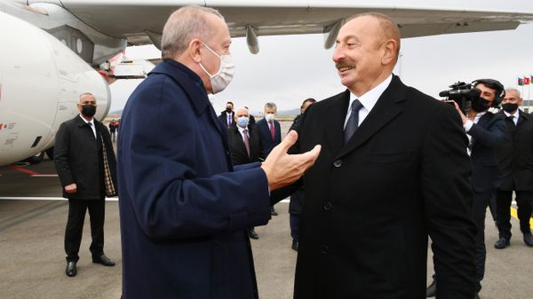 İlham Əliyev və Rəcəb Tayyib Ərdoğan Azərbaycana səfəri zamanı - Sputnik Азербайджан