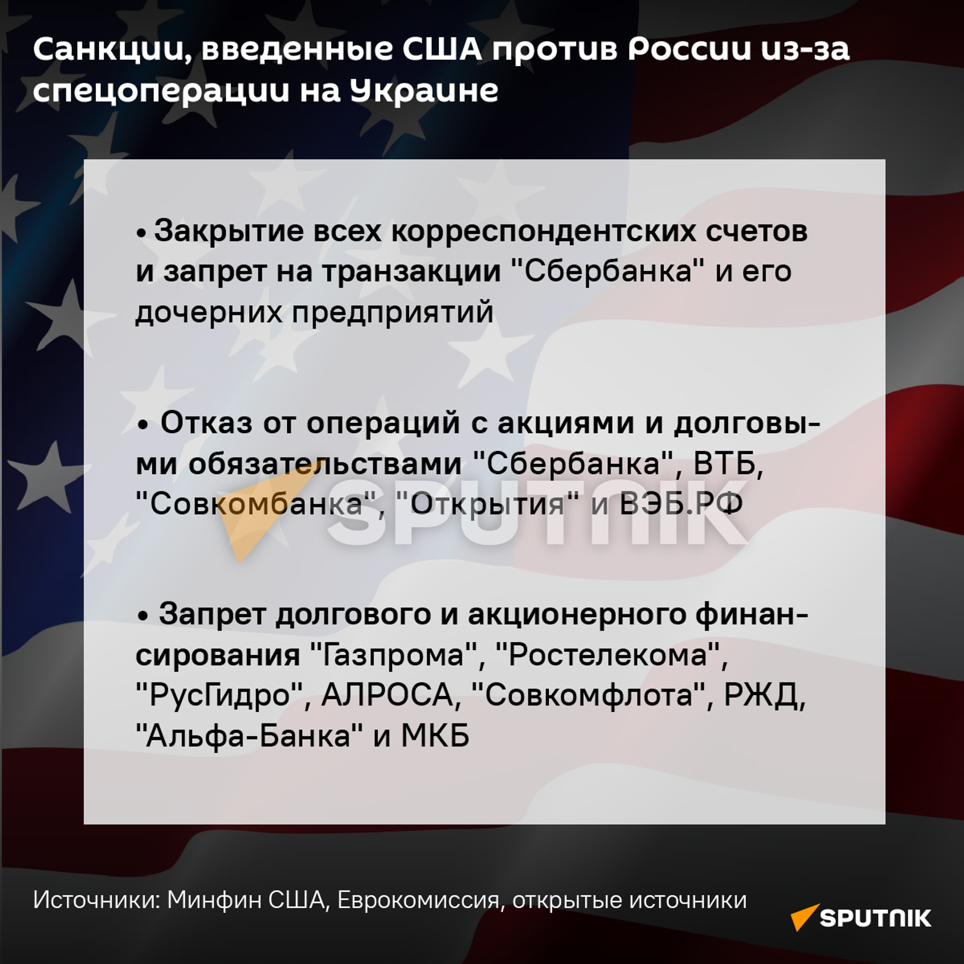Санкции, введенные США против России из-за спецоперации на Украине Санкции, введенные США против России из-за спецоперации на Украине - Sputnik Азербайджан, 1920, 26.02.2022