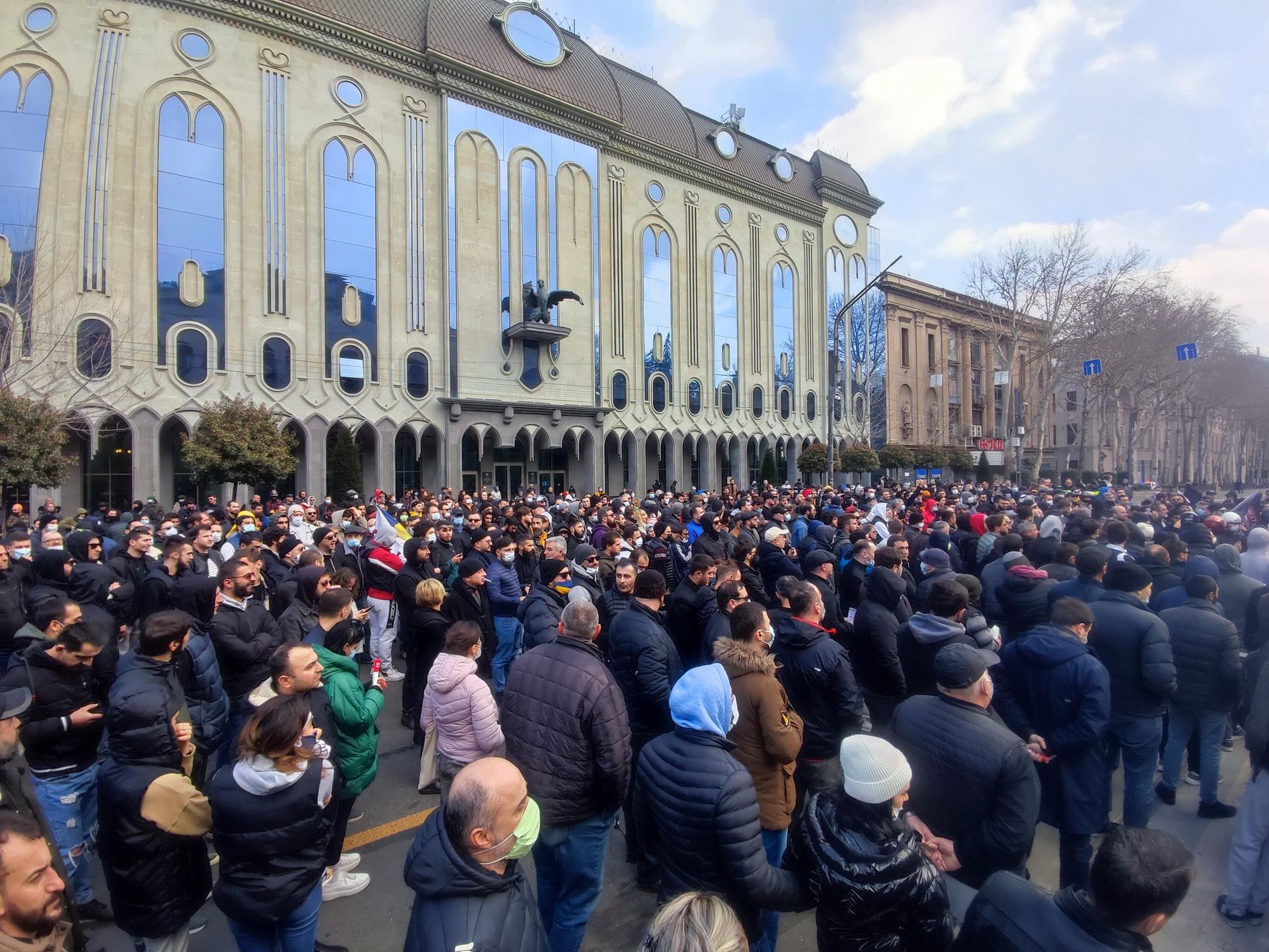 Акция протеста против повышения цен на топливо в столице Грузии 27 марта 2022 - Sputnik Азербайджан, 1920, 27.03.2022