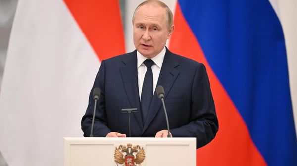 Президент РФ Владимир Путин на пресс-конференции по итогам встречи в Москве с президентом Индонезии Джоко Видодо - Sputnik Азербайджан