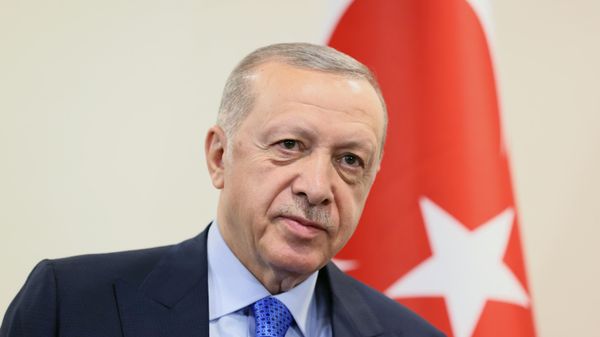 Президент Турции Реджеп Тайип Эрдоган во время встречи с президентом РФ Владимиром Путиным - Sputnik Азербайджан