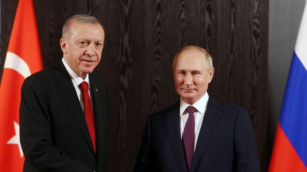 Владимир Путин и Реджеп Тайип Эрдоган, фото из арива - Sputnik Азербайджан