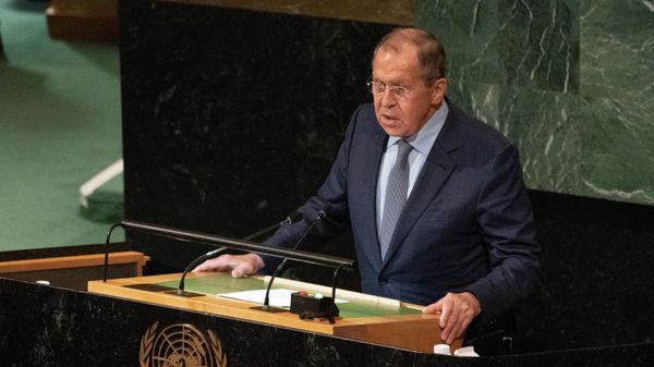 Глава МИД Российской Федерации Сергей Лавров на заседании 77-й сессии Генеральной ассамблеи ООН - Sputnik Азербайджан