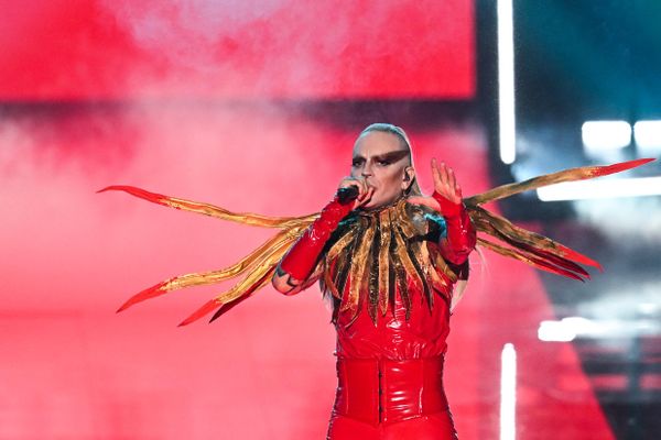 Группа Lord Of The Lost из Германии выступает во время финала «Евровидение-2023» на M&amp;S Bank Arena в Ливерпуле. - Sputnik Азербайджан