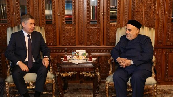 Председатель Управления мусульман Кавказа шейх-уль-ислам Аллахшукюр Пашазаде принял новоназначенного посла России в Азербайджане Михаила Евдокимова - Sputnik Азербайджан