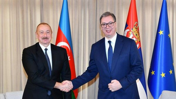 Azərbaycan Prezidenti İlham Əliyevin Serbiya Prezidenti Aleksandar Vuçiç ilə təkbətək görüşü - Sputnik Азербайджан