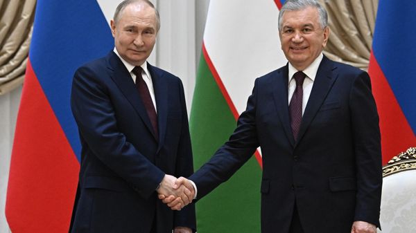Rusiya prezidenti Vladimir Putin və Özbəkistan prezidenti Şavkat Mirziyoyev - Sputnik Азербайджан