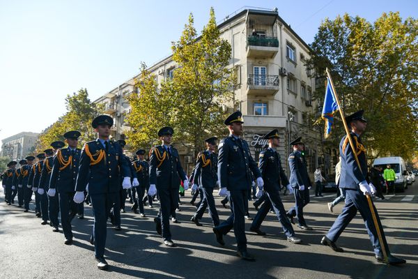 Шествие военного оркестра по случаю Дня Победы в Баку. - Sputnik Азербайджан