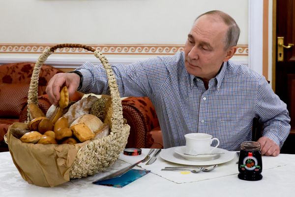 Президент РФ Владимир Путин получил выпечку из подмосковной пекарни Машенька - Sputnik Азербайджан