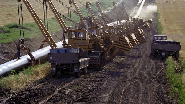 Транспортировка и укладка труб для газопровода - Sputnik Азербайджан