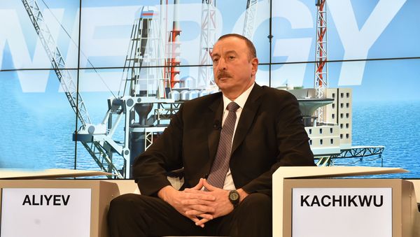 Президент Азербайджана Ильхам Алиев в ходе сессии Всемирного экономического форума (ВЭФ) на тему Новый энергетический баланс. Фото с официального сайта Президента АР. - Sputnik Азербайджан