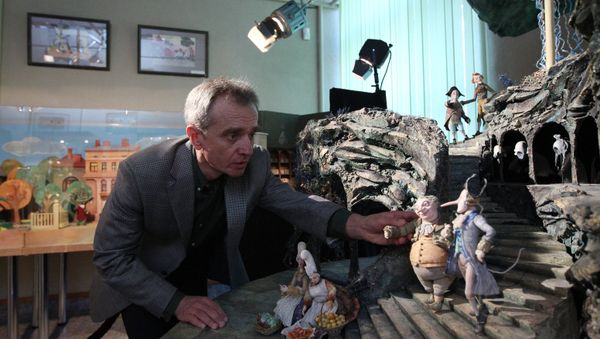 В процессе съемок очередного мультфильма. В кадре - Николай Маковский - Sputnik Азербайджан