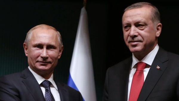 Президент России Владимир Путин и глава Турции Реджеп Таййип Эрдоган - Sputnik Азербайджан