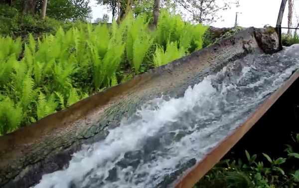 Камни, которые молят зерно в водяной мельнице, движутся размеренно под давлением потока воды - Sputnik Азербайджан