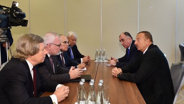 Встреча президента Азербайджана Ильхама Алиева с сопредседателями МГ ОБСЕ. Архивное фото - Sputnik Азербайджан