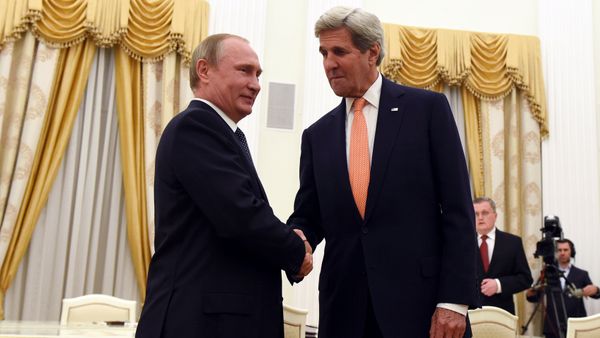 Встреча Владимира Путина и Джона Керри. Москва, Кремль, 14 июля 2016 года - Sputnik Азербайджан