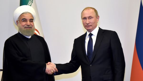 Встреча президентов России и Ирана Владимира Путина и Хасана Роухани. Баку, 8 августа 2016 года - Sputnik Азербайджан