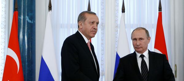Встреча Владимира Путина и Реджепа Тайипа Эрдогана в Санкт-Петербурге. 9 августа 2016 года - Sputnik Азербайджан