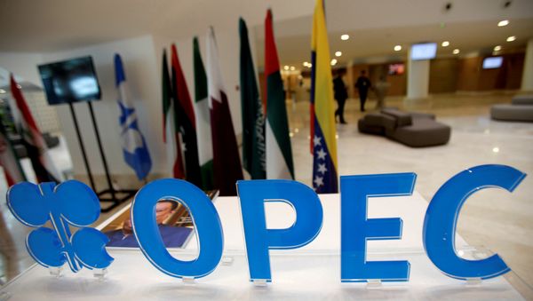 Лого ОПЕК на международном экономическом форуме в Алжире - Sputnik Азербайджан