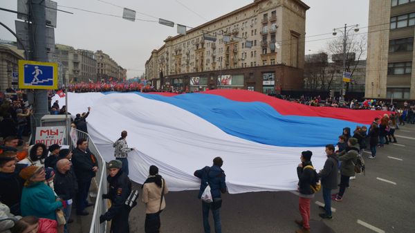 Участники шествия и митинга Мы едины! в Москве в честь Дня народного единства, 4 ноября 2016 года - Sputnik Азербайджан
