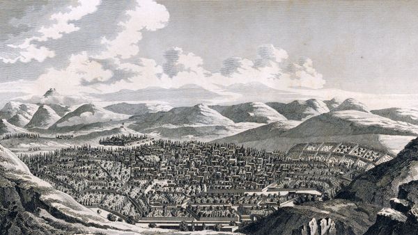 Панорамный вид на Эриванскую крепость. Рисунок французского путешественника Жана Шардена, 1672 год - Sputnik Азербайджан