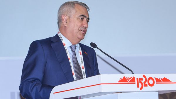 Председатель ЗАО Азербайджанские железные дороги Джавид Гурбанов выступает на железнодорожном бизнес-форуме Стратегическое партнерство 1520: Каспийский регион - Sputnik Азербайджан