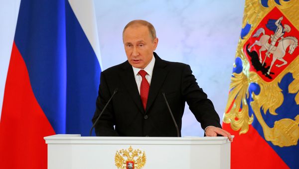 Владимир Путин обращается с ежегодным посланием к Федеральному Собранию - Sputnik Азербайджан