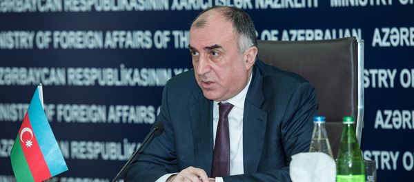 Министр иностранных дел Азербайджана Эльмар Мамедъяров в ходе совместного брифинга с турецким коллегой Мевлютом Чавушоглу - Sputnik Азербайджан