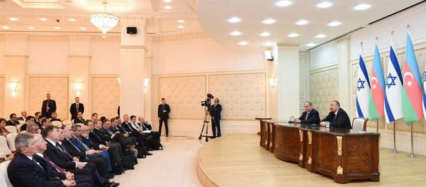 Ильхам Алиев и Премьер-министр Биньямин Нетаньяху выступили с заявлениями для печати - Sputnik Азербайджан