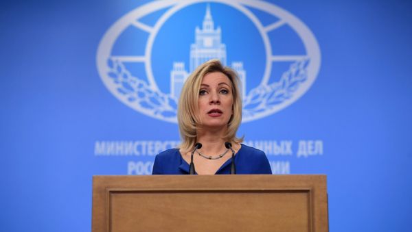Официальный представитель министерства иностранных дел России Мария Захарова на брифинге по текущим вопросам внешней политики - Sputnik Азербайджан