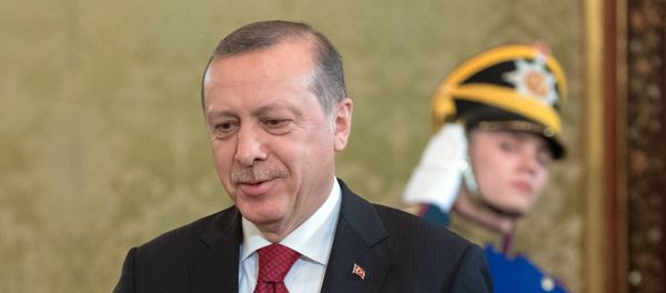 10 марта 2017. Президент Турции Реджеп Тайип Эрдоган во время беседы с президентом РФ Владимиром Путиным - Sputnik Азербайджан