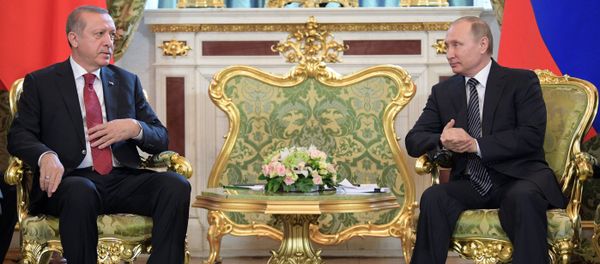 Президент РФ Владимир Путин и президент Турции Реджеп Тайип Эрдоган - Sputnik Азербайджан