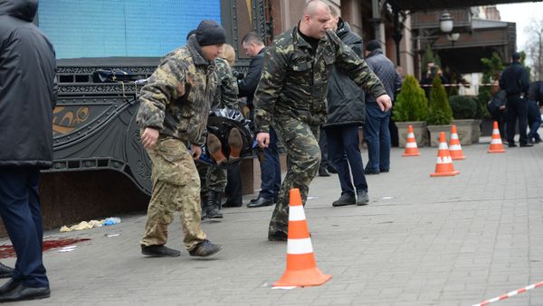 Место убийства бывшего депутата Государственной думы РФ Дениса Вороненкова в Киеве - Sputnik Азербайджан